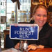 Melissa Williams with Run Forrest Run Sign