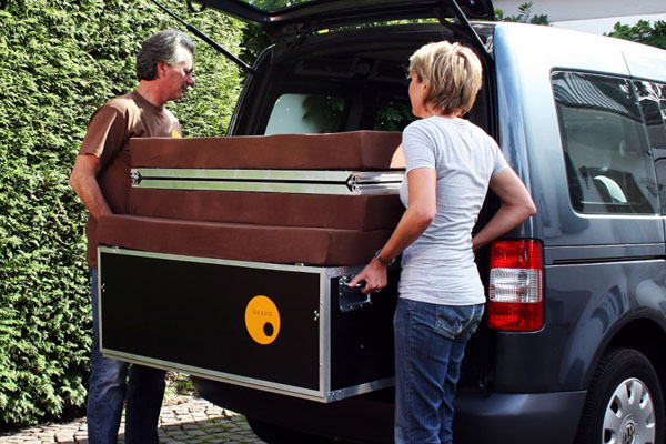 The QUQUQ fits easily in the back of a van or an SUV.